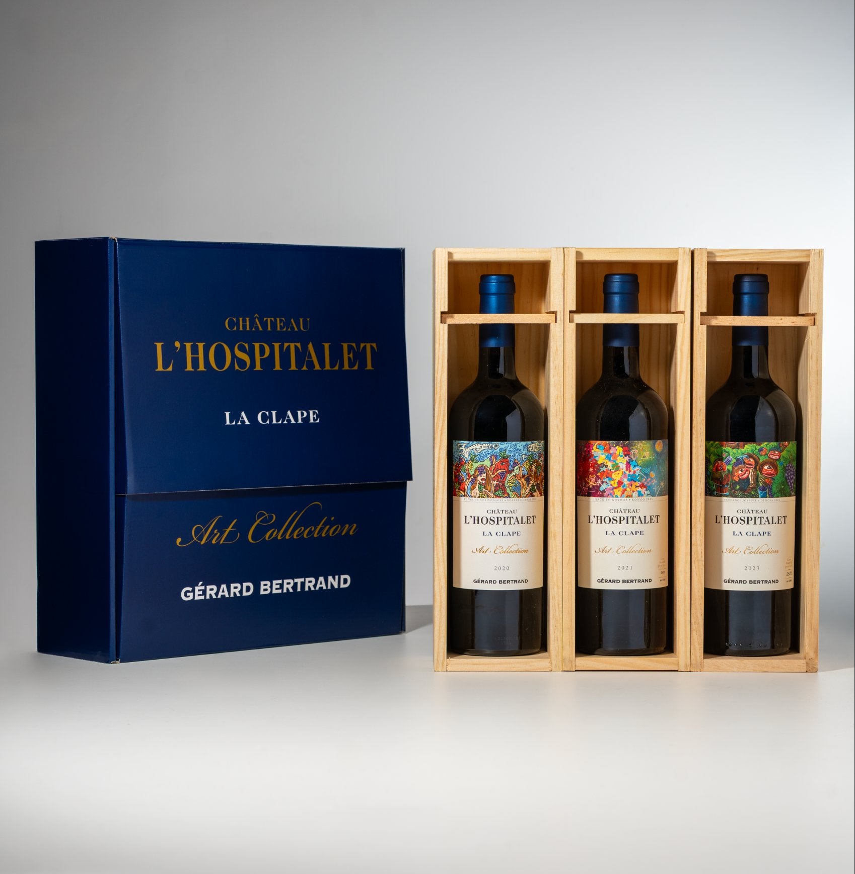 Château l'hospitalet Grand Vin red wine Limited Edition Box Robert Combas, Hervé Di Rosa and Cyril Kongo