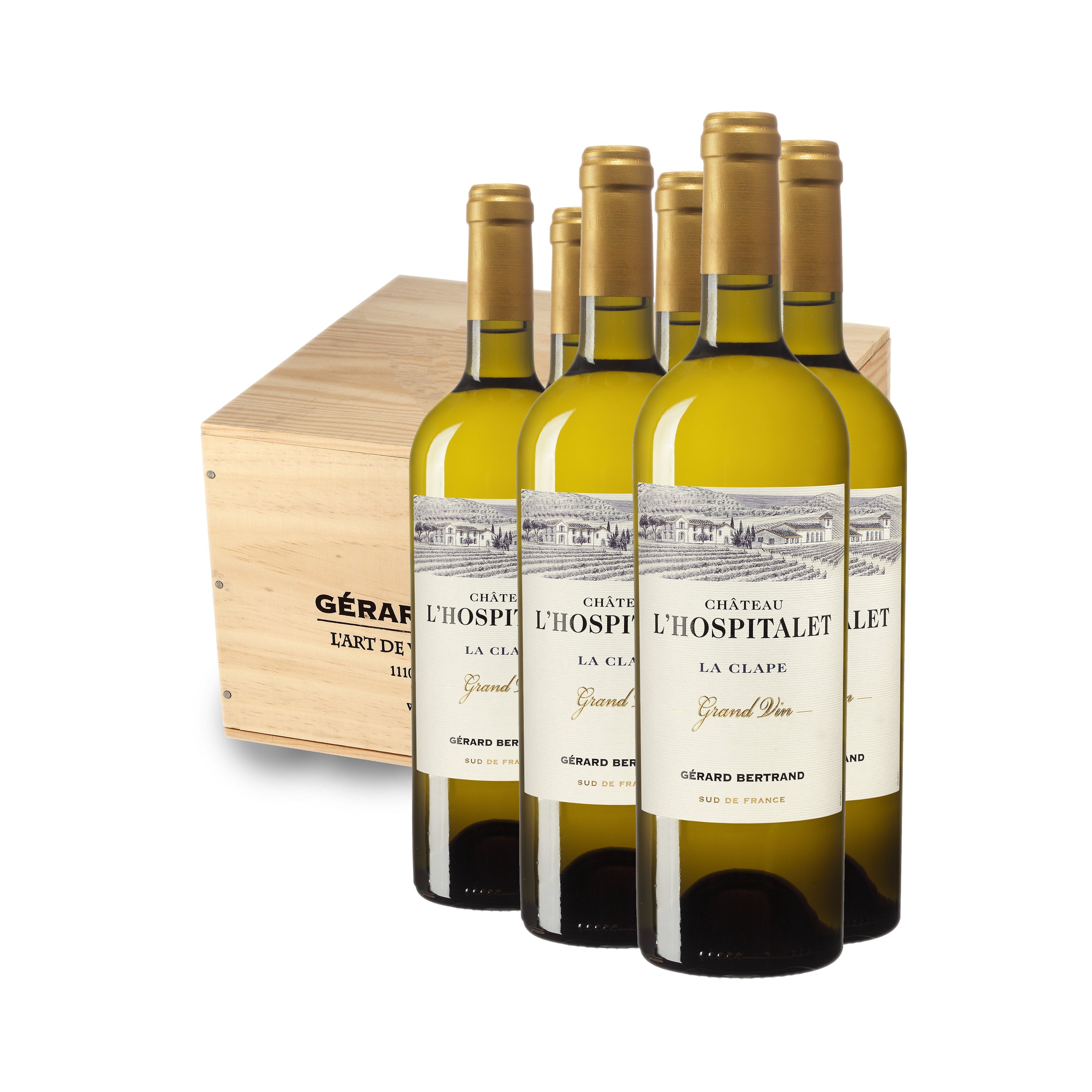Château L'Hospitalet Grand Vin Blanc 2023 vin blanc La Clape Caisse Bois 6 bouteilles 75cl