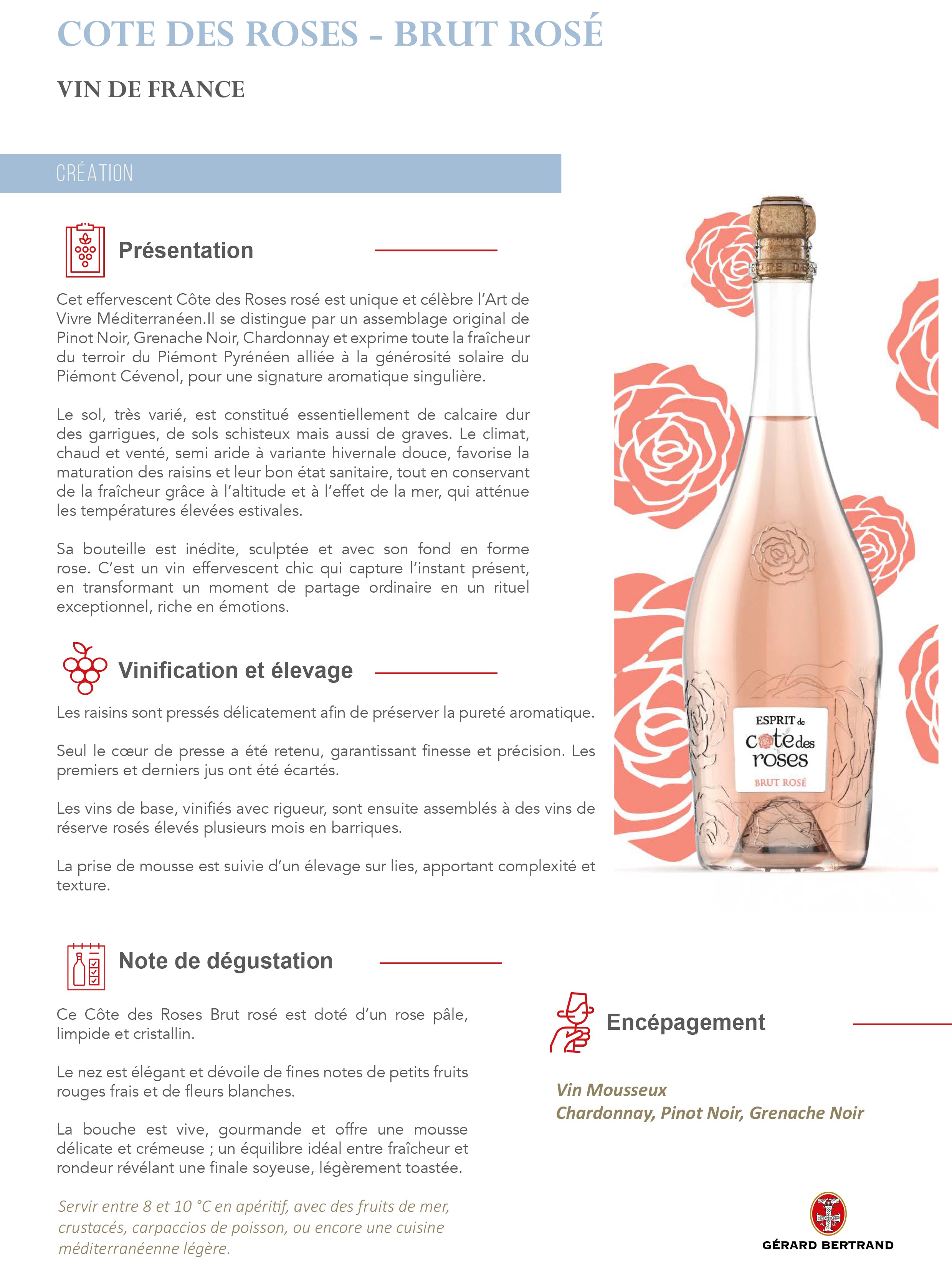 Esprit de Cote des Roses Brut rosé vin effervescent - Gérard Bertrand