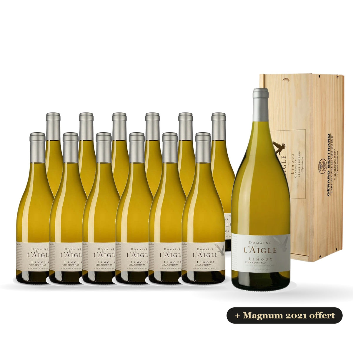 Case of 12 bottles of Domaine de l'Aigle Chardonnay 2024 with a free 2021 magnum