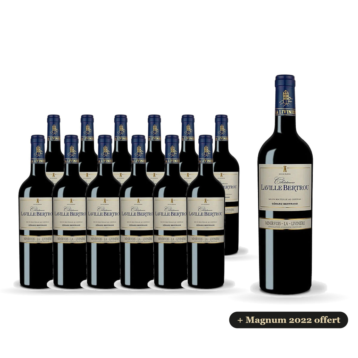 Pack of 12 bottles of Château Laville Bertrou 2023 with a free 2022 magnum