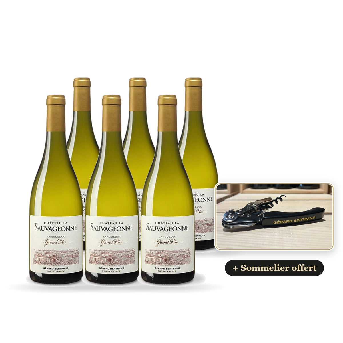 Pack of 6 Château La Sauvageonne Grand Vin white 2024 with a free Gérard Bertrand corkscrew