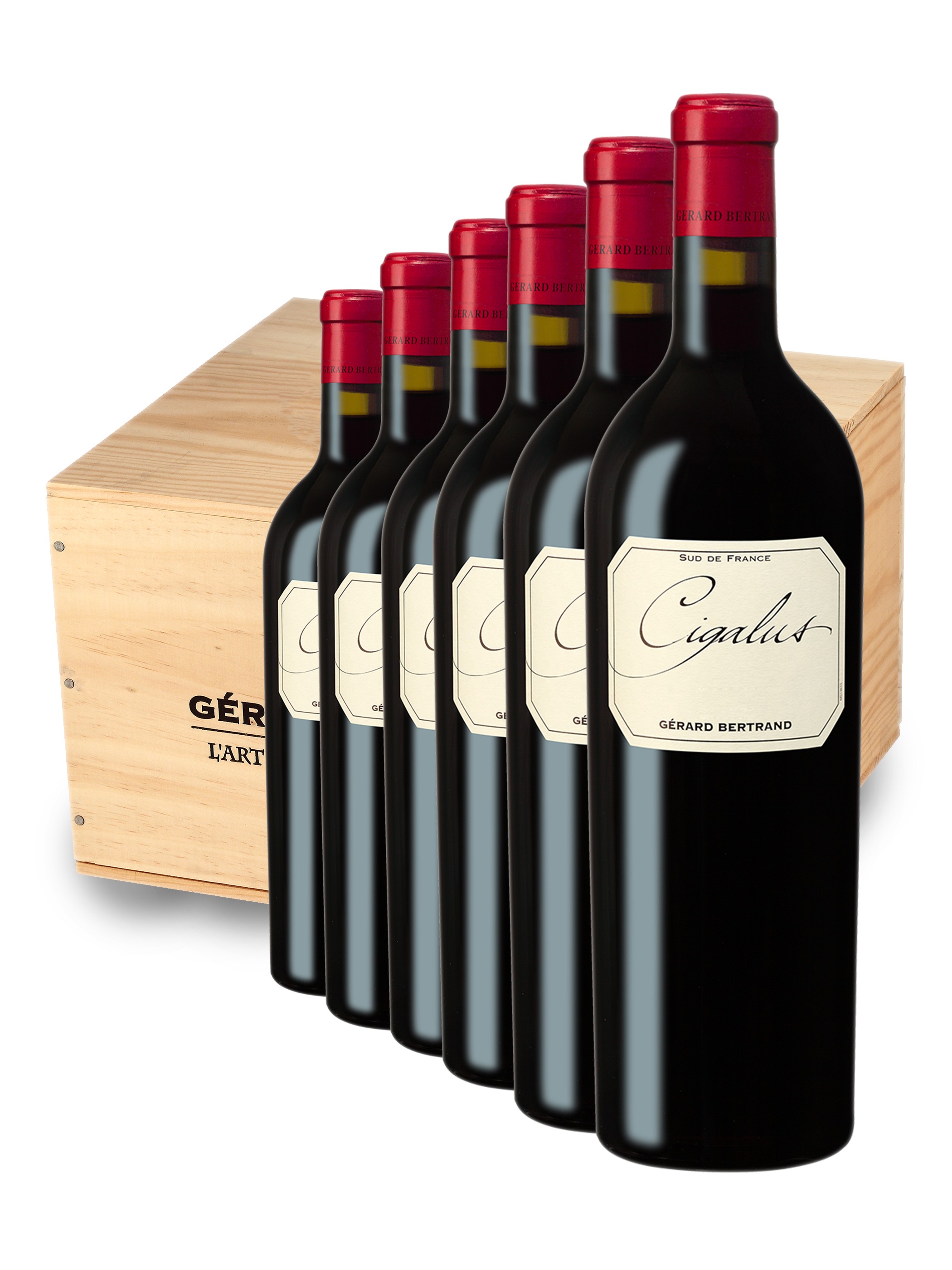 Cigalus Rouge IGP Aude Hauterive 2022 – Wooden case 6 Bottles 75cl red