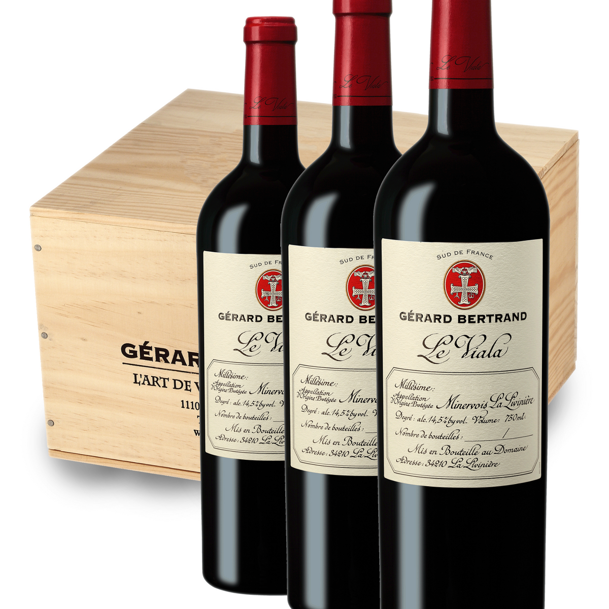 Gérard Bertrand La Forge 、 Le Viala 各 1本 Le Viala 2023 75cl Wooden Case – Red Wine AOP Minervois La